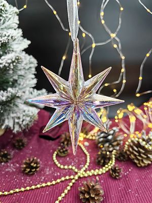 Подвеска на елку Звезда  розовый 12х10 см MG24436PINK