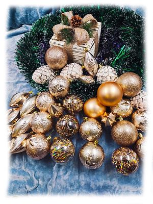 Набор шаров 8 см 33 шт шампань Р-5118Sh