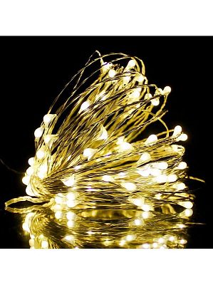 Светодиодная нить Роса 10 м м, белый теплый 100 LED, , провод , К130-816