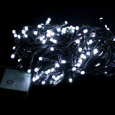 Уценка Светодиодная гирлянда нить 18 м, белый 240 LED, 8 режимов, провод зеленый, K130-126