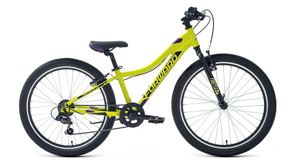Велосипед горный FORWARD Twister 1.0 24" 12" 7 (1x7) ск. зеленый/фиолетовый RBKW1J347014 