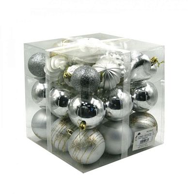 Набор шаров 10 см 32 шт серебряный M-360549/S