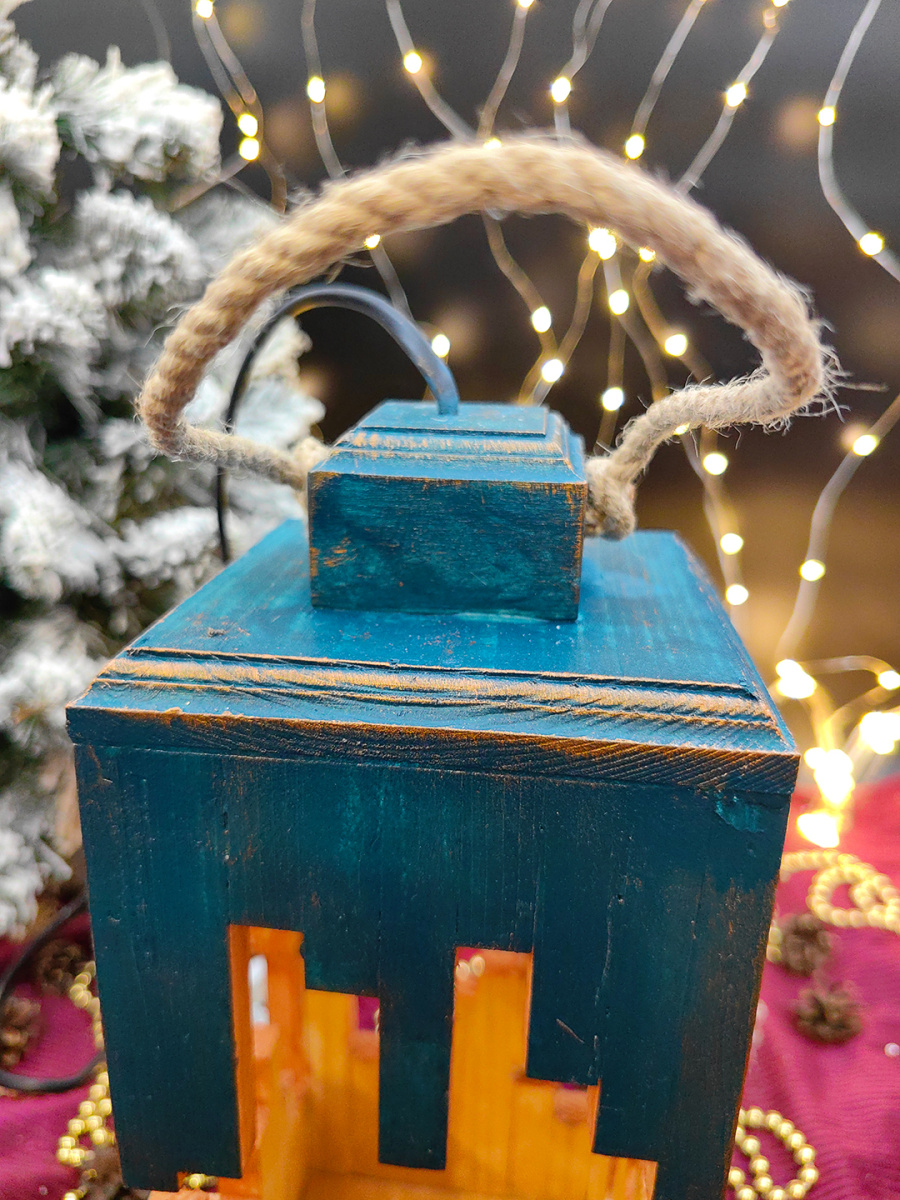 Фонарь декоративный деревянный лазурный V-14 фото 6 Фонарь декоративный деревянный лазурный V-14 фото 6