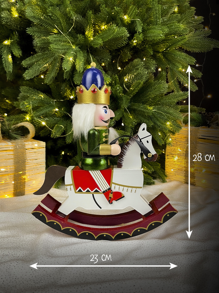 Фигурка "Щелкунчик на лошадке" зеленый дерево 28х23 Р-7191(B) фото 2 Фигурка "Щелкунчик на лошадке" зеленый дерево 28х23 Р-7191(B) фото 2