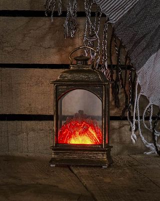 Новогодний фонарик камин бронзовый 13 см 2015br