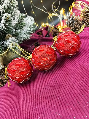 Набор шаров 8 см 3 шт красный 165734