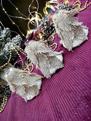 Набор шаров 8 см 3 шт мешковина 2016214