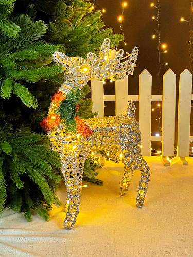 													Светодиодная фигура Олень  серебряный 50 см  К130-576