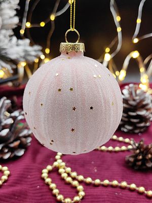 Шар жемчужно-розовый 8 см, стекло Merry Green MG24098