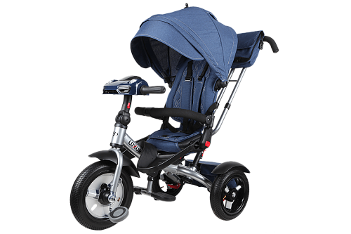 Детский трехколесный велосипед с ручкой Tech Team Luxury синий 410017 Детский трехколесный велосипед с ручкой Tech Team Luxury синий 410017