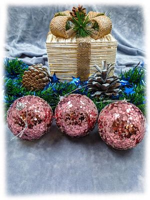 Набор шаров 8 см 3 шт розовый 9-30298PP8