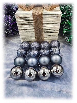 Набор шаров 4 см 16 шт серебристый PE-5s