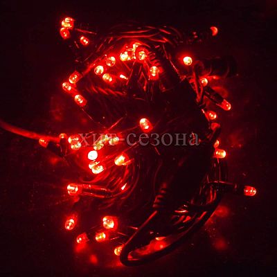  10 м м, красный 100 LED пост. свеч., , провод , 2018924