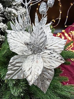 Цветок серебристый d 19 см Flo-12-68silver