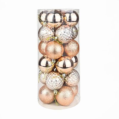 Набор шаров 6 см 24 шт роз.золото 60AGV24-H09RG