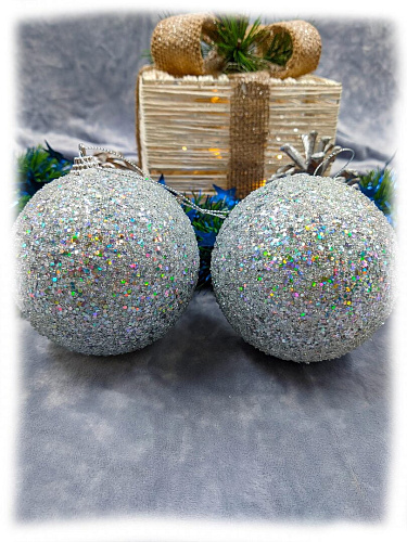 													Набор шаров 10 см 2 шт серебристый 300223S10