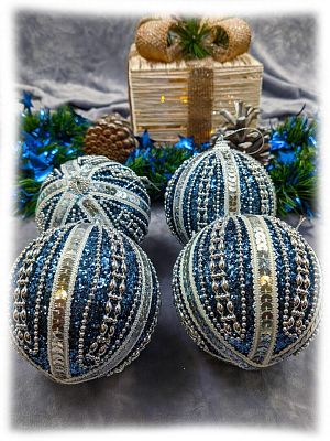 Набор шаров 10 см 4 шт синий 104-84