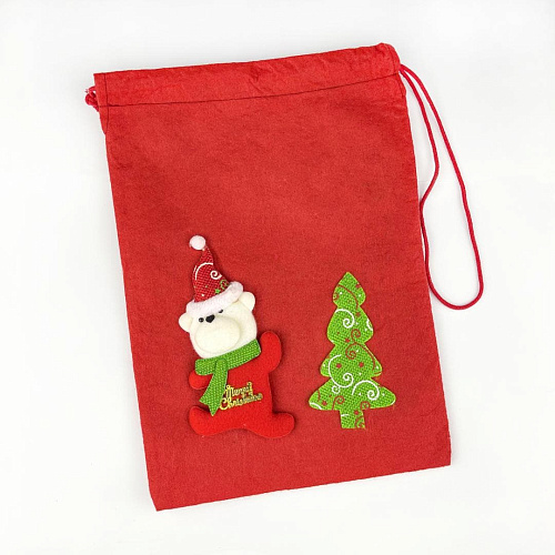 													Мешочек для подарков Медведь 32x23 см красный  9817402me