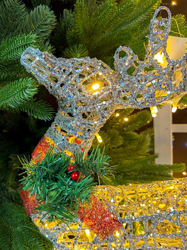 													Светодиодная фигура Олень  серебряный 50 см  К130-576 фото 2