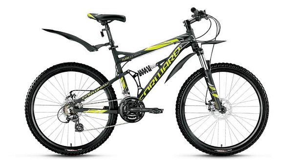 Велосипед горный двухподвес FORWARD Flare 2.0 disc 26" 18" 21 ск. черный матовый FORWARD Flare 2.0 d