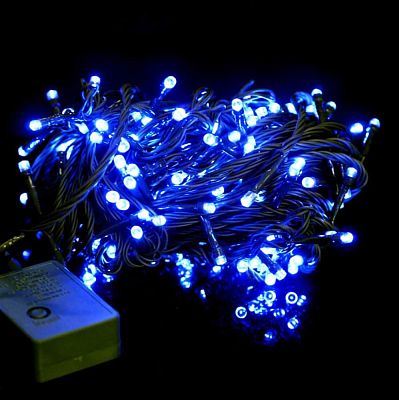 Уценка Светодиодная гирлянда нить 18 м, синий 240 LED, 8 режимов, провод зеленый, K130-127