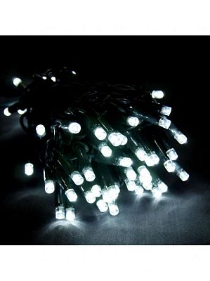 Светодиодная нить 20 м, белый холодный 160 LED, статичный с FLASH эффектом, провод зеленый, К130-406