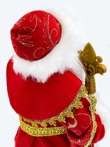 													Дед Мороз конфетница, музыкальный 45 см красный Р-1833 фото 7