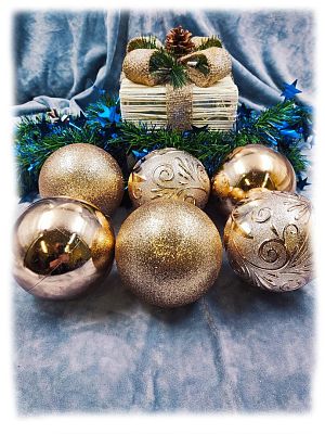 Набор шаров 10 см 6 шт шампань Р-5112Sh