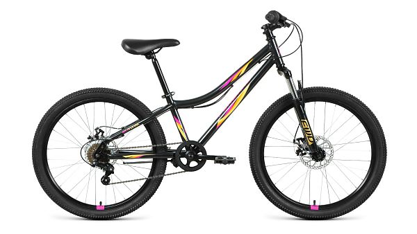 Велосипед горный FORWARD IRIS 24 2.0 disc 24" 12" 6 ск. черный/оранжевый RBKW17N46005 