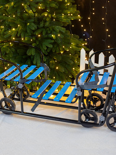 													Санки-коляска детские Погодки Универсал 1 черно-голубой 7361590 фото 3