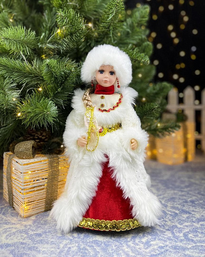 													Снегурочка музыкальная, танцующая 40 см белый, красный Р-1834-ББ