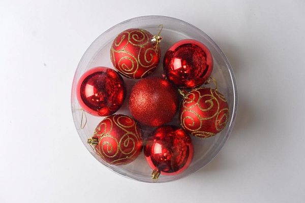 Набор шаров 8 см 7 шт красный 80AGV07-362R