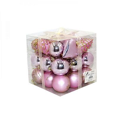 Набор шаров 6 см 30 шт розовый M-360547/P