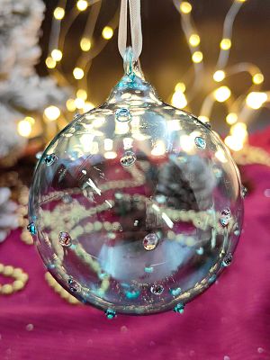 Шар васильковый 8 см, стекло Merry Green MG24174