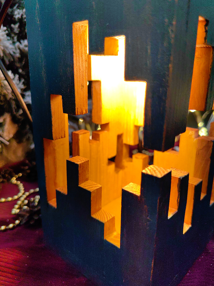 Фонарь декоративный деревянный лазурный V-14 фото 2 Фонарь декоративный деревянный лазурный V-14 фото 2