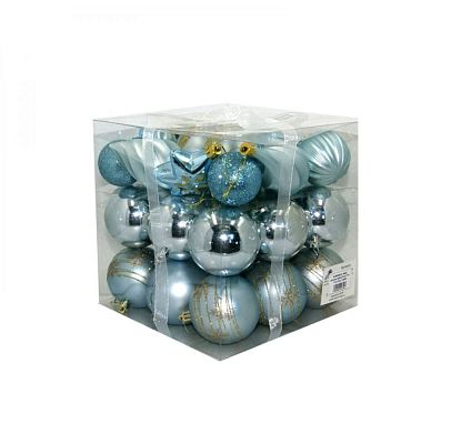 Набор шаров 8 см 33 шт голубой M-360548/LB