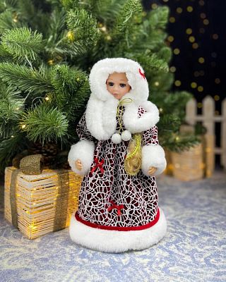 Снегурочка музыкальная, танцующая 40 см красный, белый 19B901-16