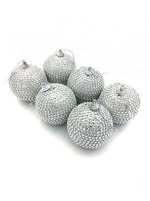 Набор шаров 8 см 6 шт серебряный L005/S