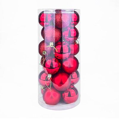 Набор шаров 6 см 24 шт красный WL-6024Red