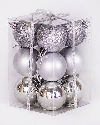 Набор шаров 5 см 12 шт серебряный 5012ABC/S