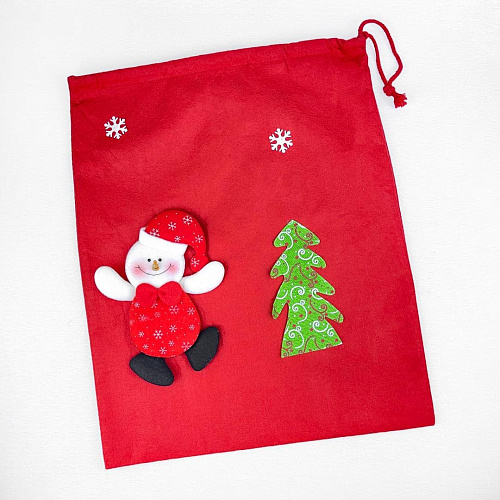													Мешочек для подарков со снеговиком 53x45 см красный  9817400sn