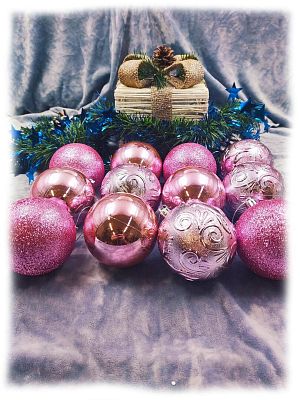 Набор шаров 8 см 12 шт розовый Р-5111Pink