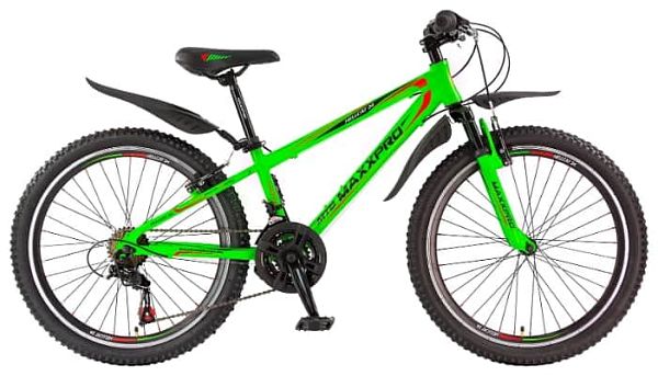Велосипед горный MAXXPRO HELLCAT 24" 12" 21 ск. зелено-красно-черный Y104-H36125 