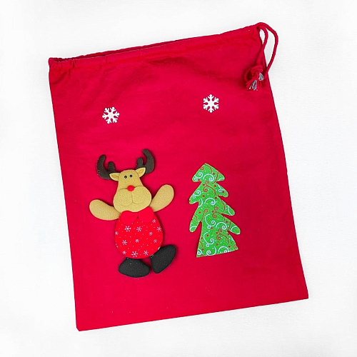 													Мешочек для подарков с оленем 53x45 см красный  9817400ol