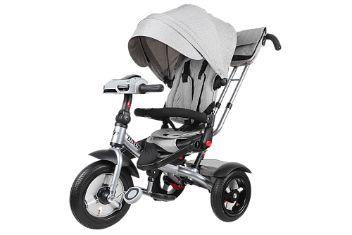 Детский трехколесный велосипед с ручкой Tech Team Luxury серый 080029 Детский трехколесный велосипед с ручкой Tech Team Luxury серый 080029