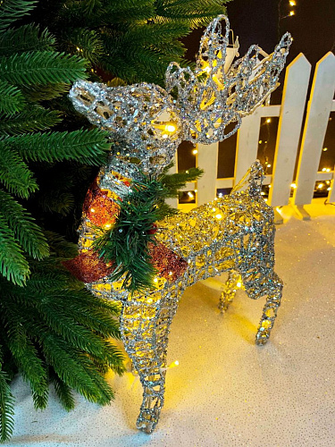 													Светодиодная фигура Олень  серебряный 50 см  К130-576 фото 3