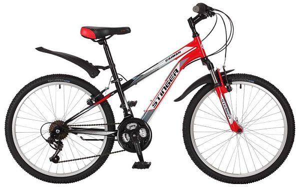 Велосипед горный Stinger Caiman 24" 14" 18 ск. красный 24SHV.CAIMAN.14RD8 