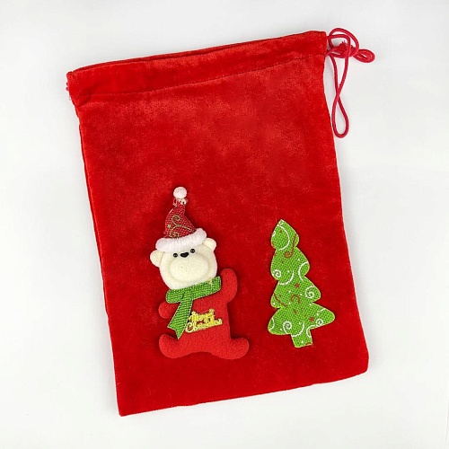 													Мешочек для подарков Медведь 31x23 см красный  9817405me