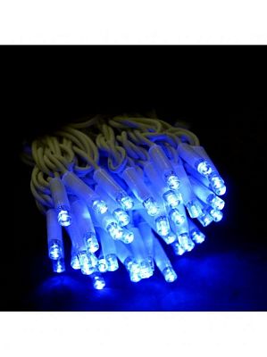 Светодиодная нить 20 м, синий 160 LED, статичный с FLASH эффектом, провод белый, К130-411