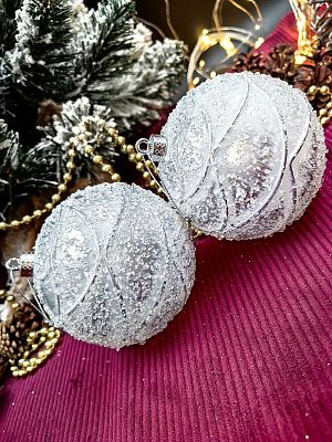 Набор шаров 10 см 2 шт серебро/белый 9-17026W+S10